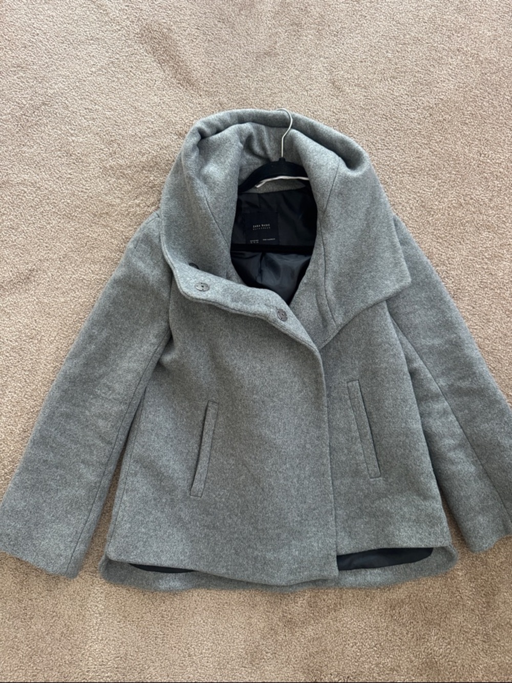 Zara Gray Hooded Wool-Blend Peacoat